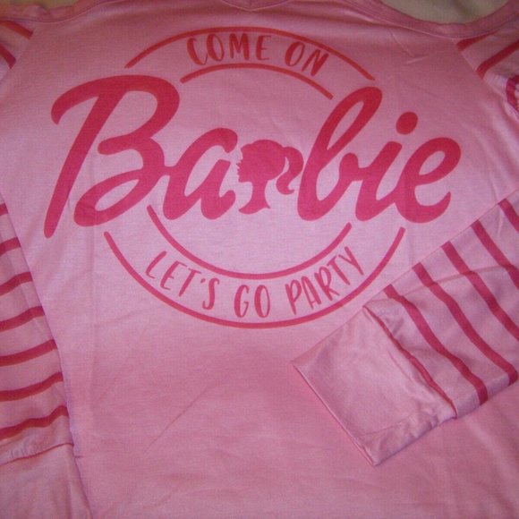 Barbie Come On Let's Go Party Pink Cold Shoulder Knit Top & Earrings Womens Size - Picture 9 of 14